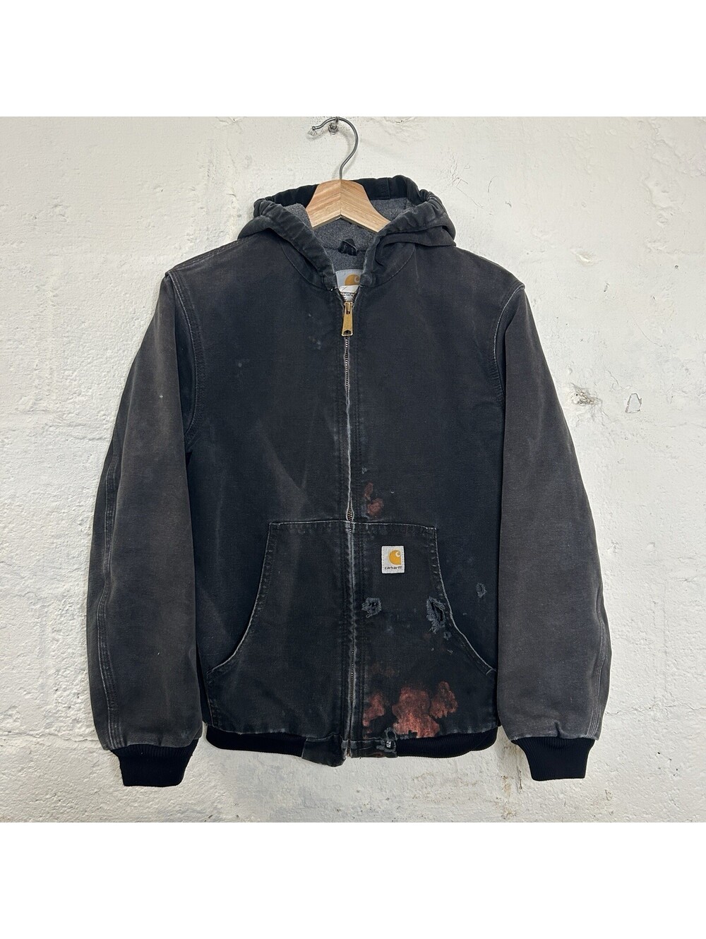 Vintage Carhartt Fleece-Lined Hooded Active Jacket “Black” YYJ158 BLK Youth XL